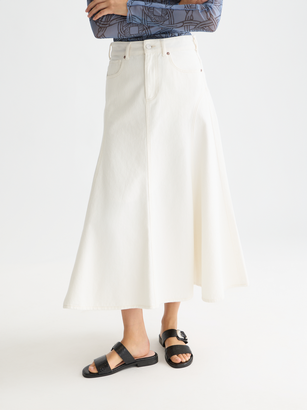 Denim maxi skirt