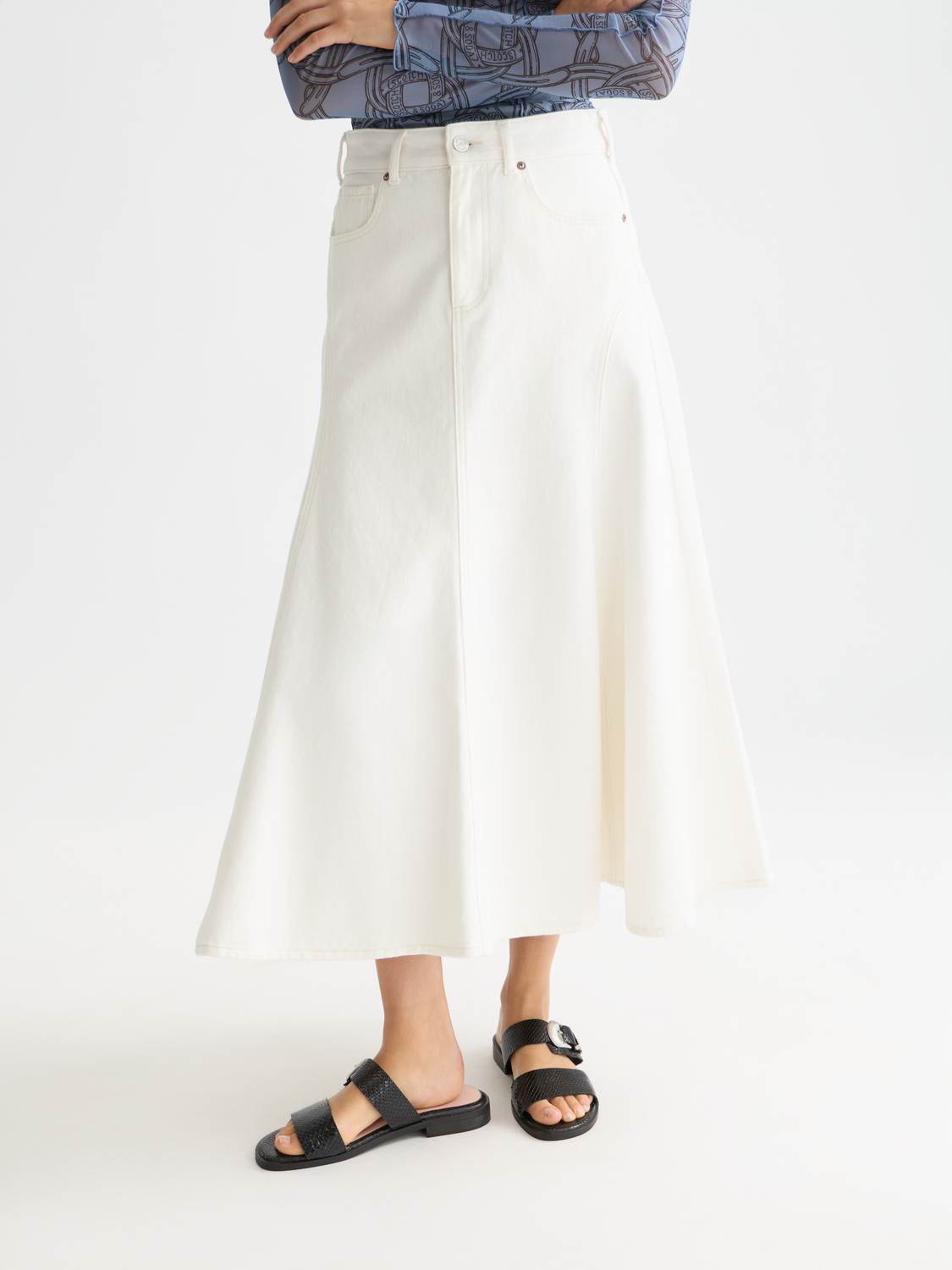 Denim maxi skirt