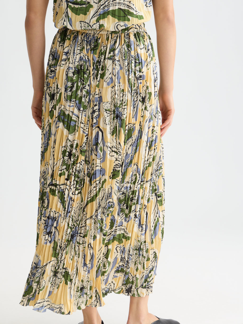 Printed pleat skirt