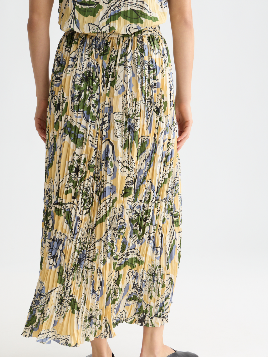 Printed pleat skirt