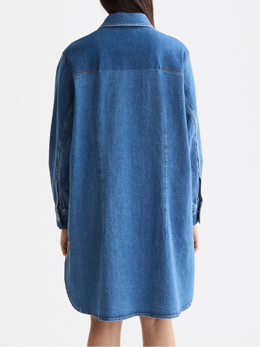 Washed denim mini shirtdress