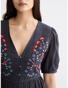 Embroidered Maxi Dress close-up on model showing fit and detail by Scotch & Soda