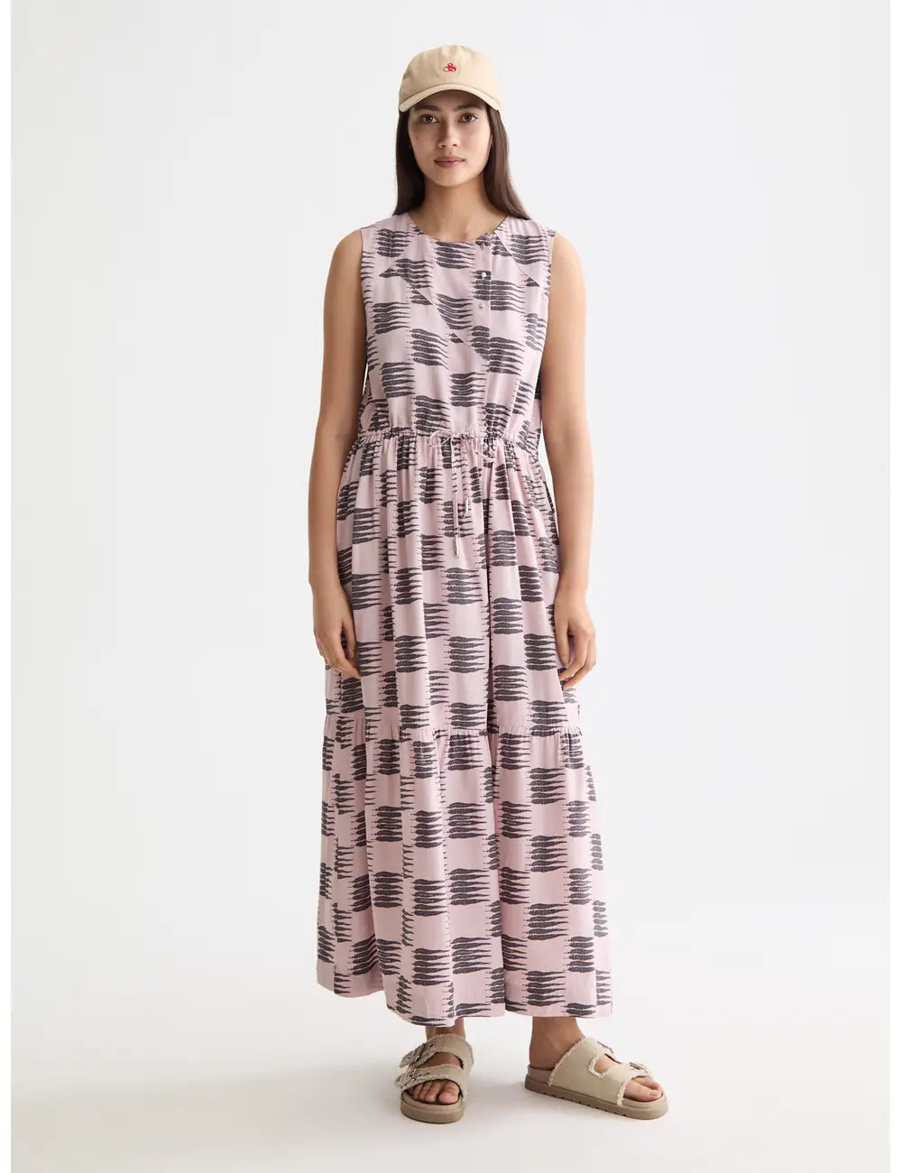 Midi Dress Gathered Waist full model shot showing overall fit by Scotch & Soda