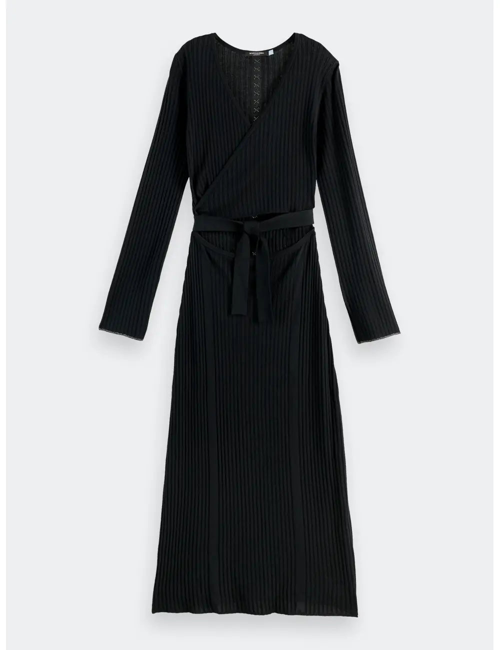 Skinny Rib Wrap Dress flat lay back view by Scotch & Soda