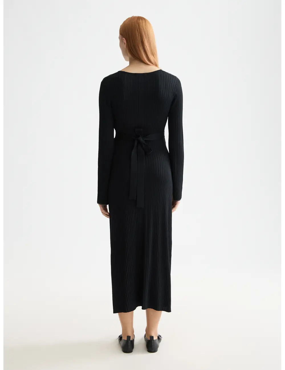 Skinny Rib Wrap Dress detail shot showing fabric and craftsmanship by Scotch & Soda