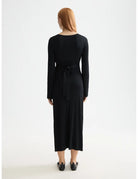 Skinny Rib Wrap Dress detail shot showing fabric and craftsmanship by Scotch & Soda