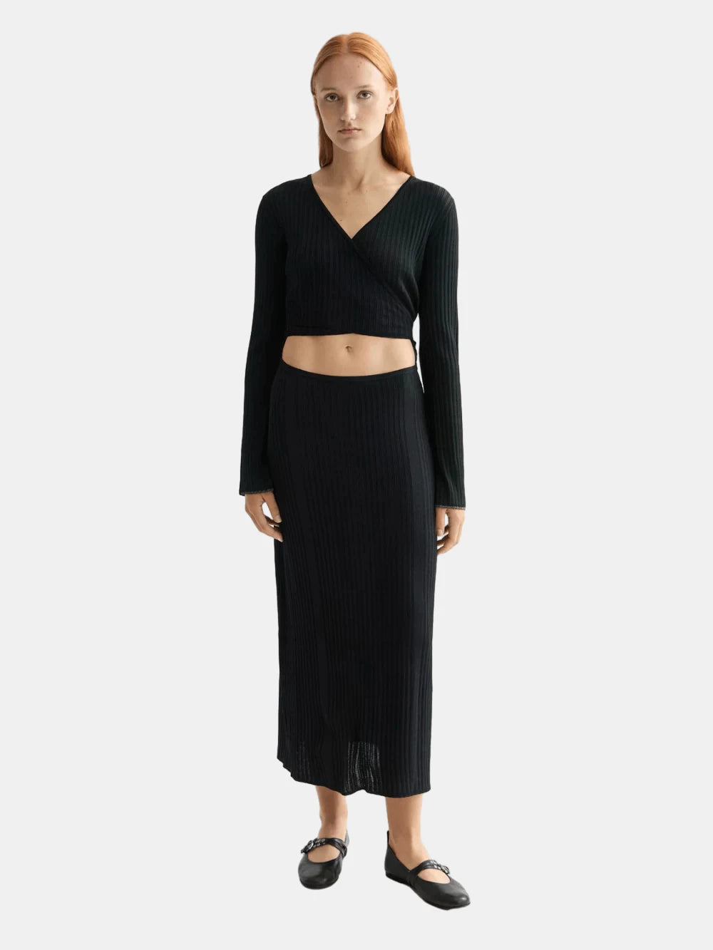 Skinny Rib Knitted Wrap Dress - Scotch & Soda