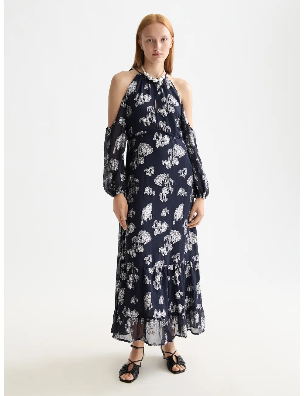 Fil Coupe Maxi Dress full model shot showing overall fit by Scotch & Soda