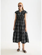 Gathered Taffeta Dress full model shot showing overall fit by Scotch & Soda