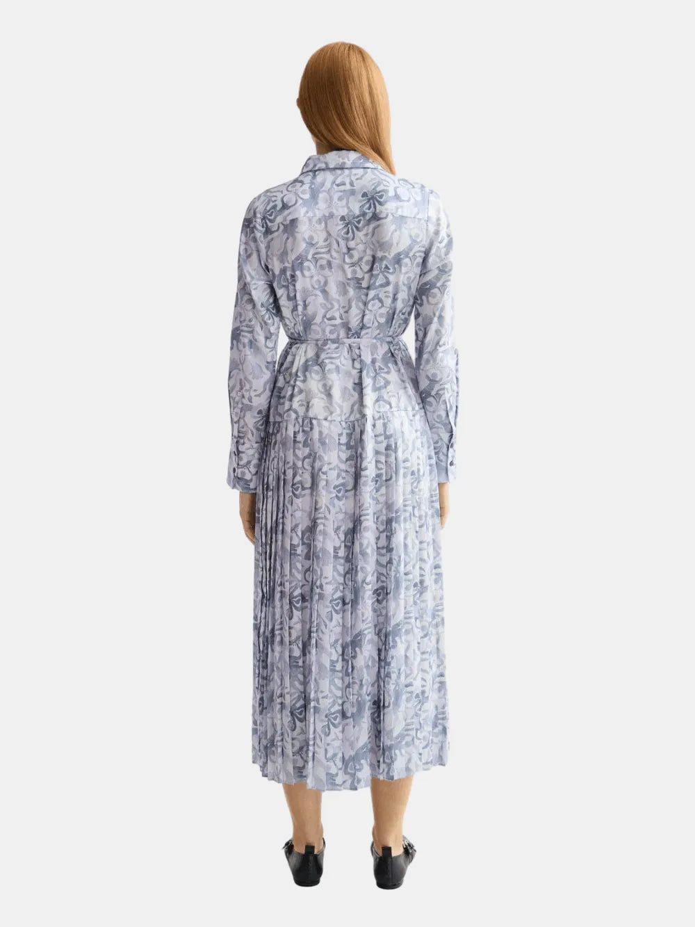 belted-shirt-midi-dress-with-pleated-hem back view by Scotch & Soda