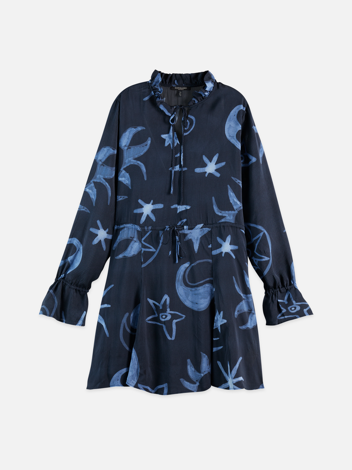 Printed long sleeved mini dress