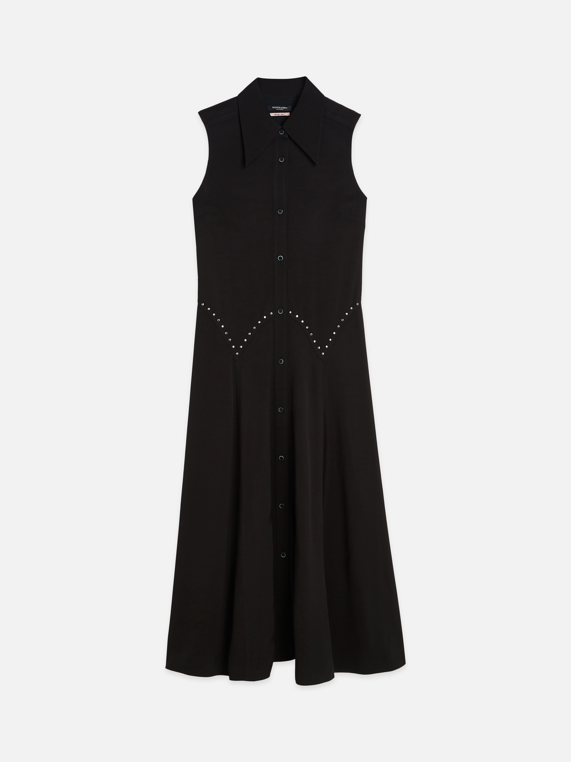 Studded button midi dress
