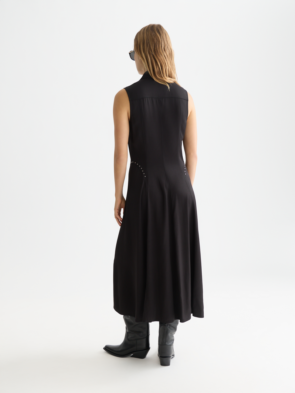 Studded button midi dress