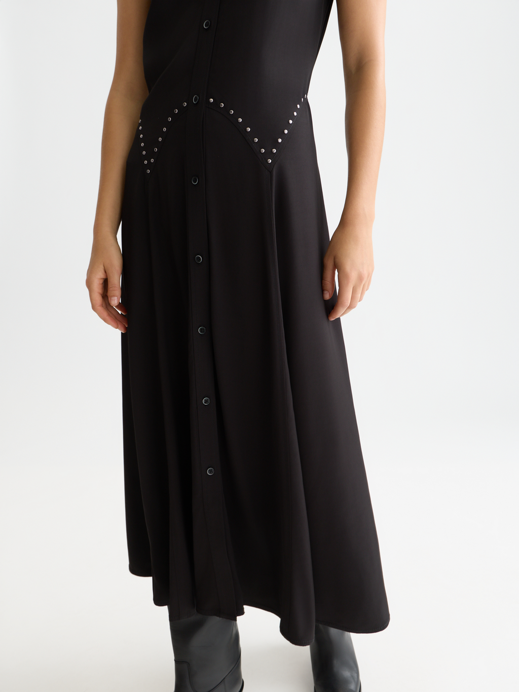 Studded button midi dress