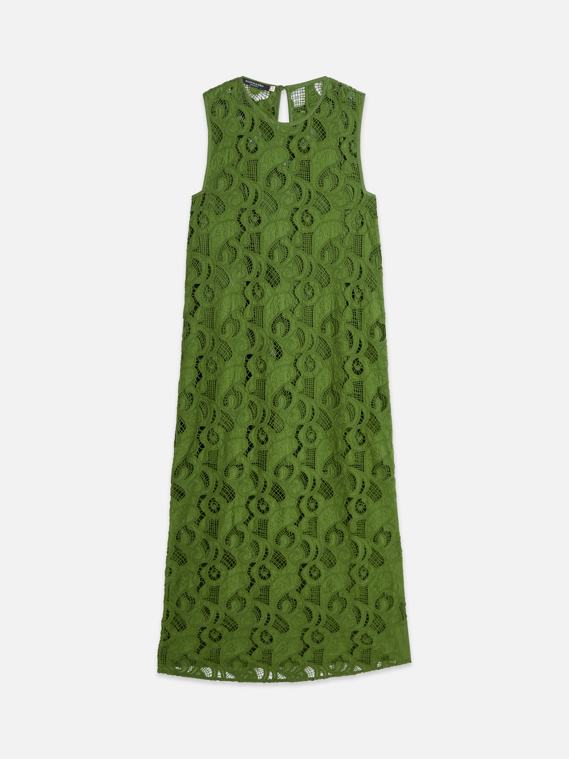 Flame embroidery midi dress