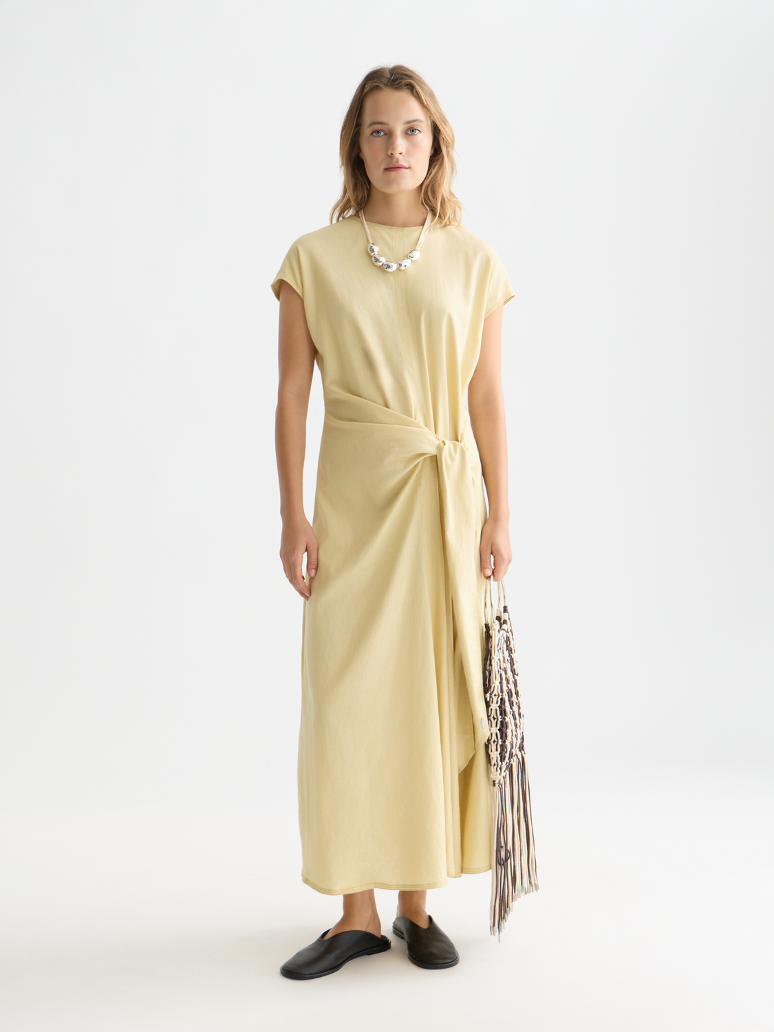Relaxed linen blend tie dress