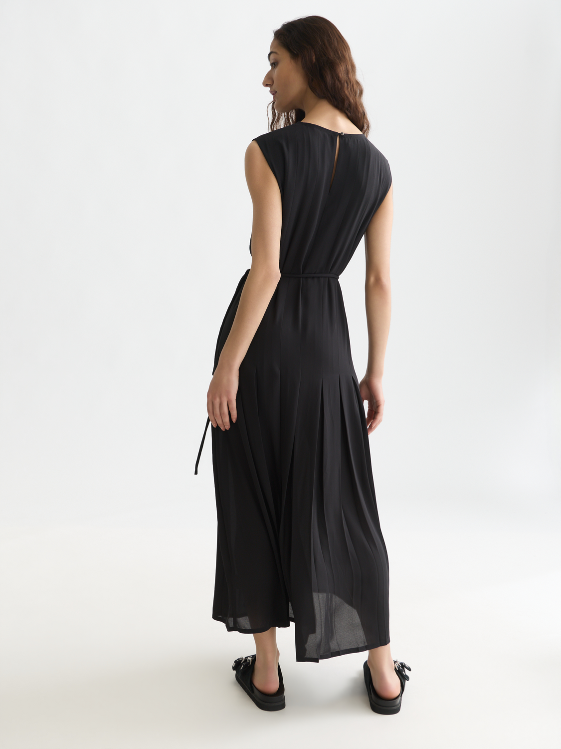 Pleated ankle length dress