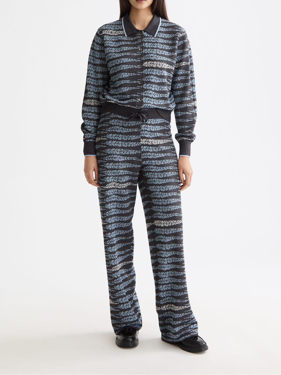 Lurex jacquard trousers