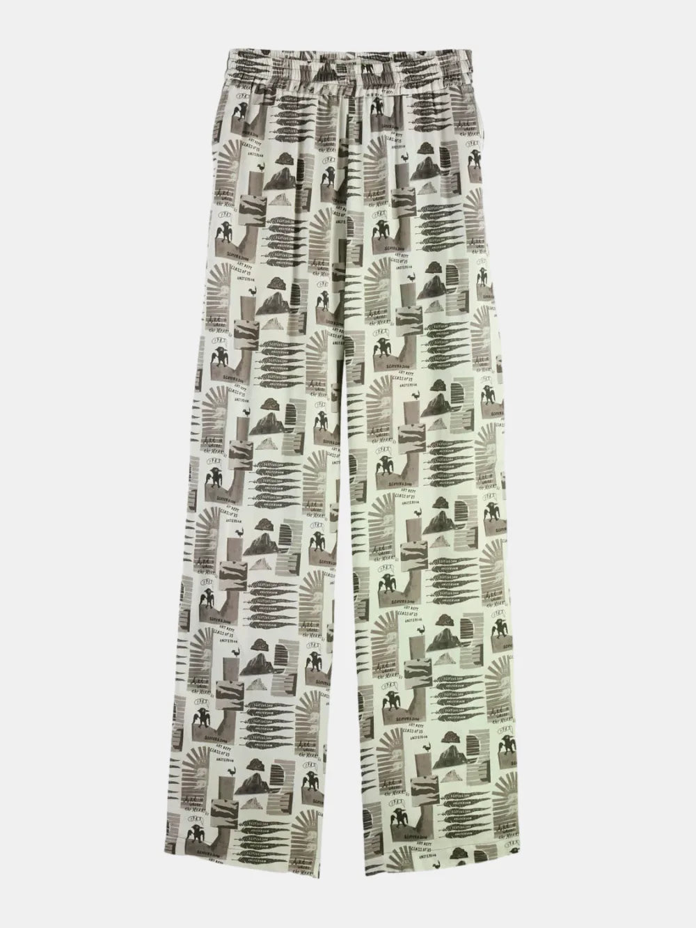 mid-rise-wide-leg-elasticated-trousers back view by Scotch & Soda