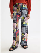 Close-up of the garment details on the model.