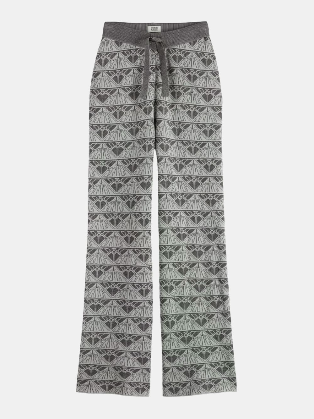 monogram-jacquard-knitted-trousers front view by Scotch & Soda