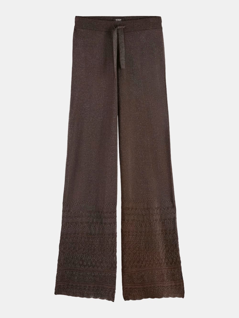 metallic-pointelle-knitted-trouser front view by Scotch & Soda
