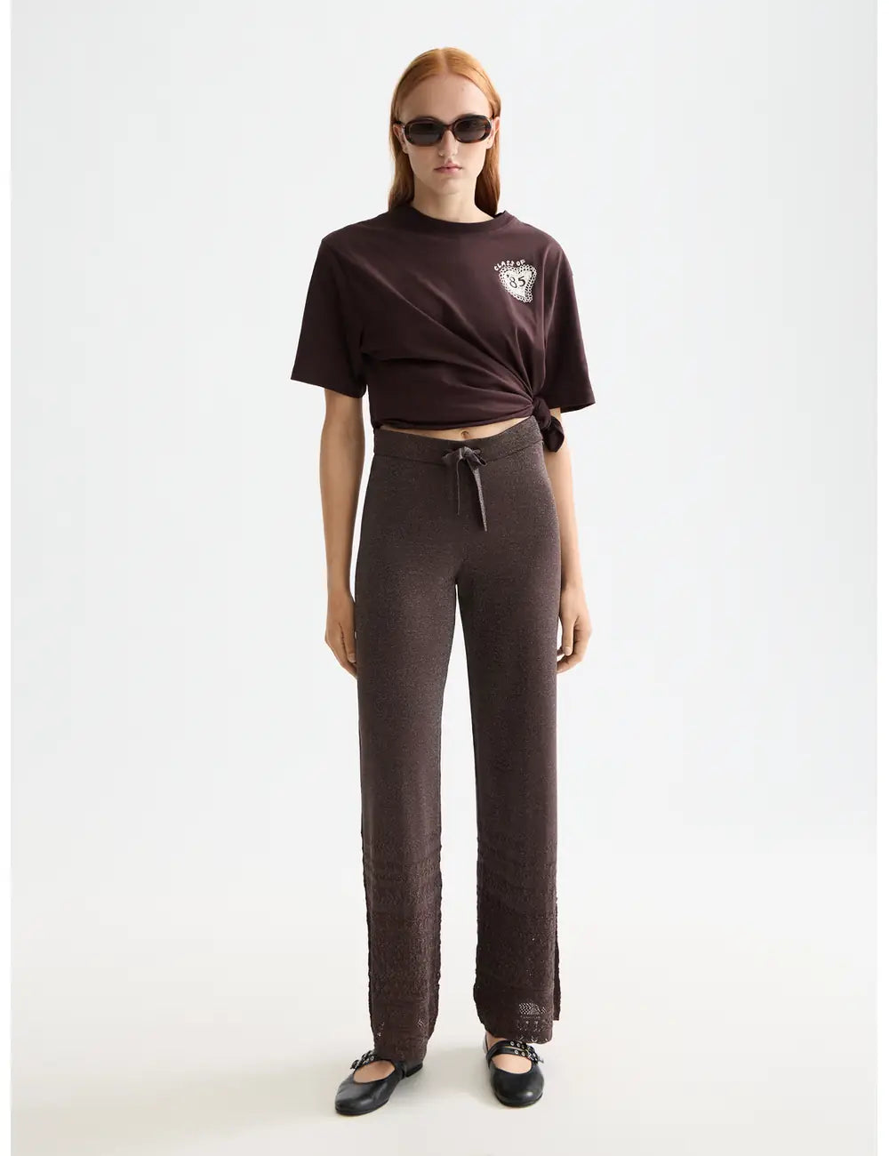 Knitted Metallic Trousers full model shot showing overall fit by Scotch & Soda
