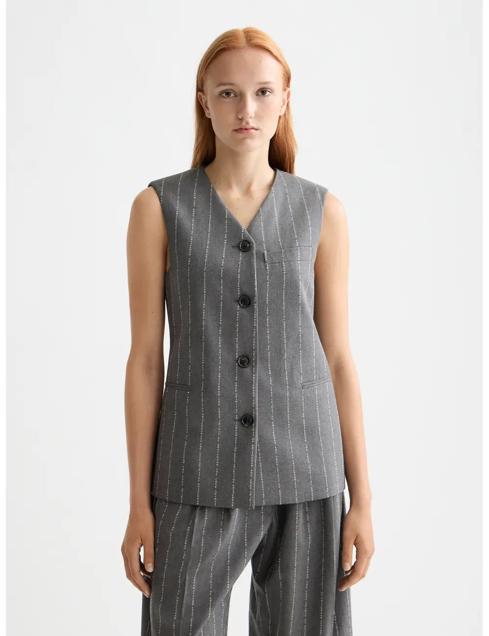 Pinstripe Wide Leg Pant detail view by Scotch & Soda