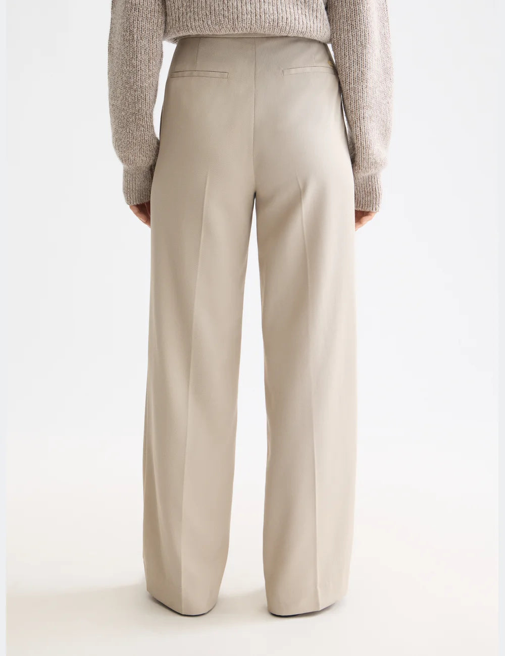 Wide Leg Gabardine Pant detail shot showing fabric and craftsmanship by Scotch & Soda
