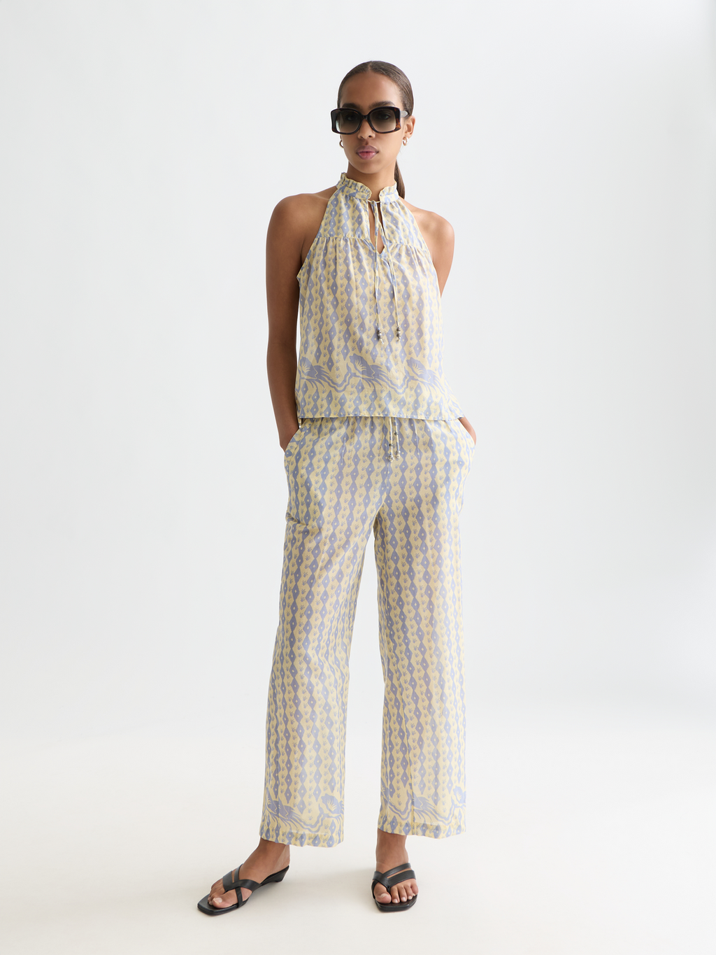 Gia printed cotton voile pants