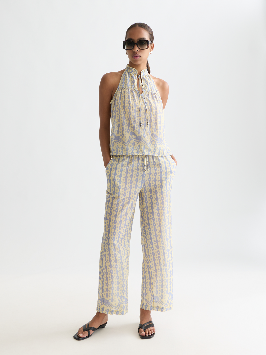 Gia printed cotton voile pants