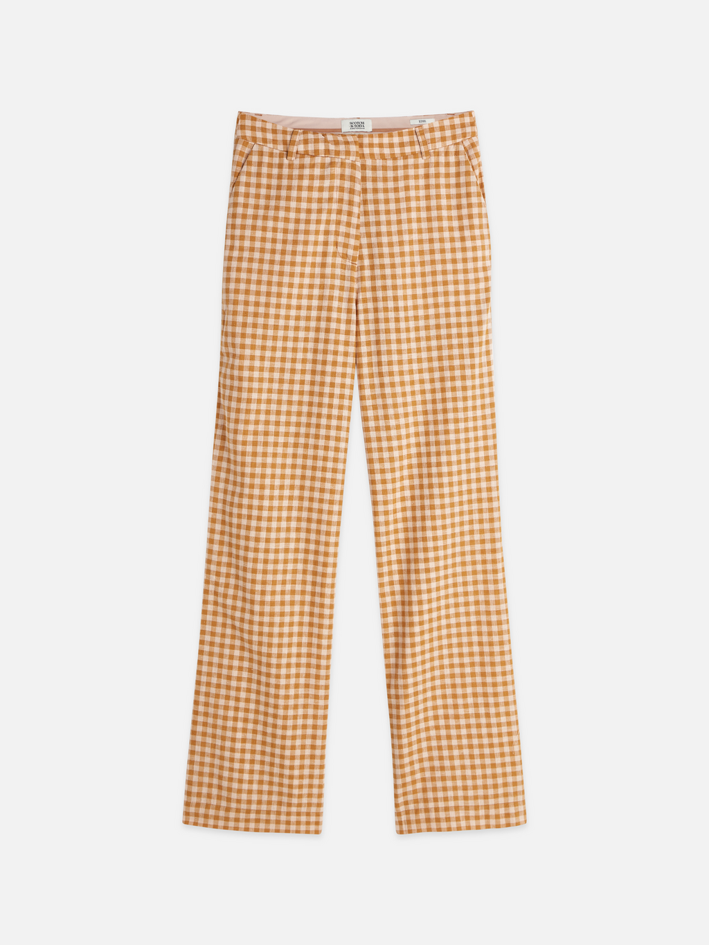 Edie Linen gingham high rise wide leg pants