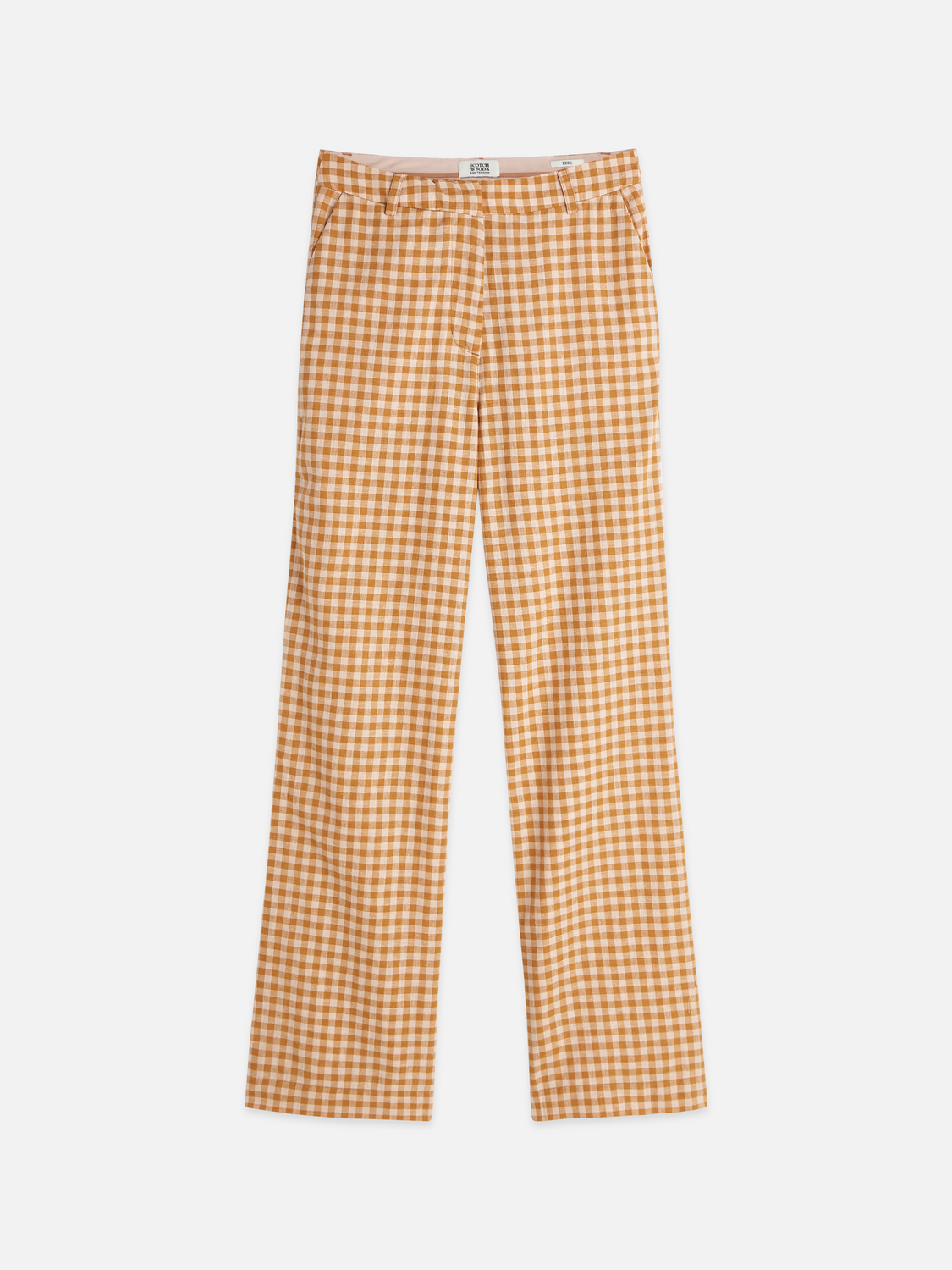 Edie Linen gingham high rise wide leg pants