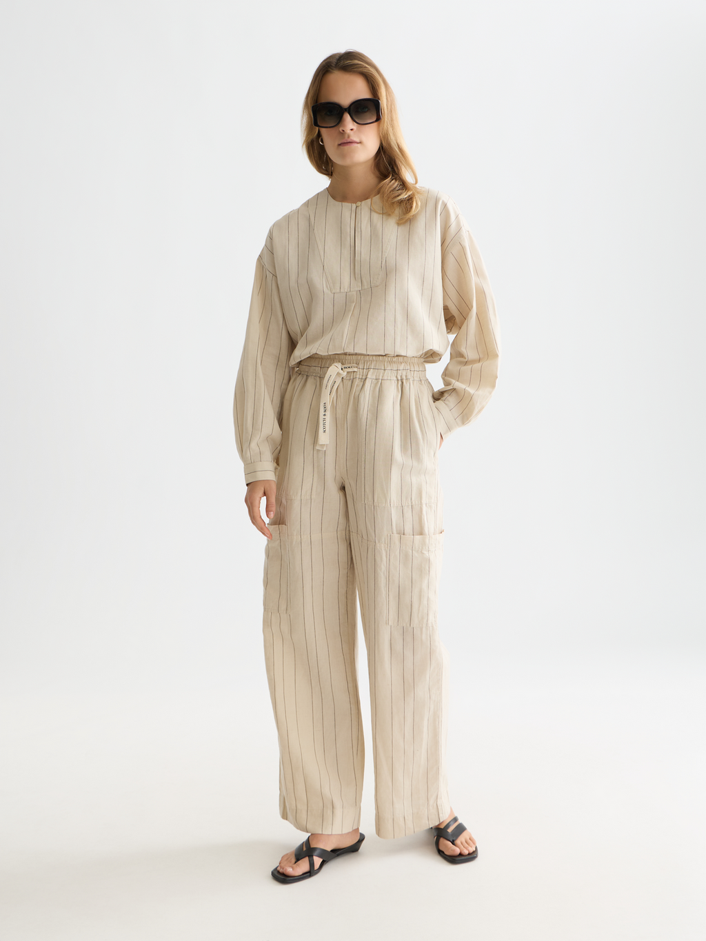 Noa Linen high-rise wide-leg relaxed pants