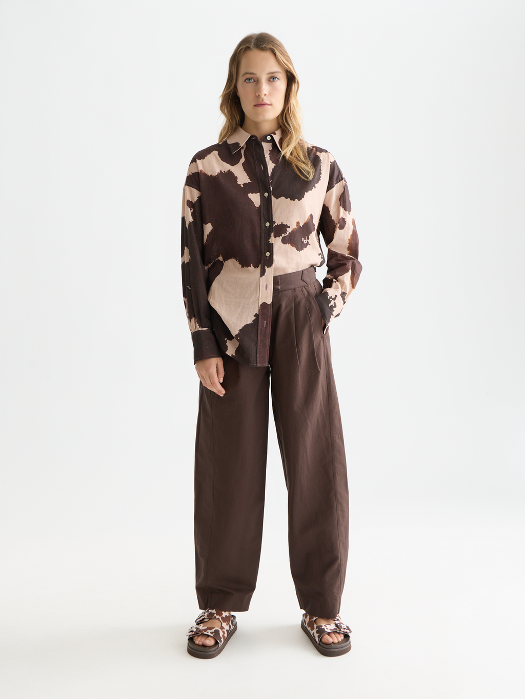 Quinn mid rise wide leg linen cotton pants