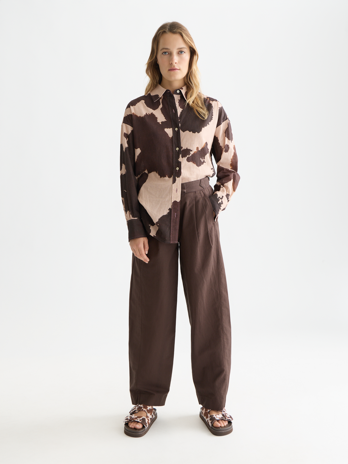 Quinn mid rise wide leg linen cotton pants
