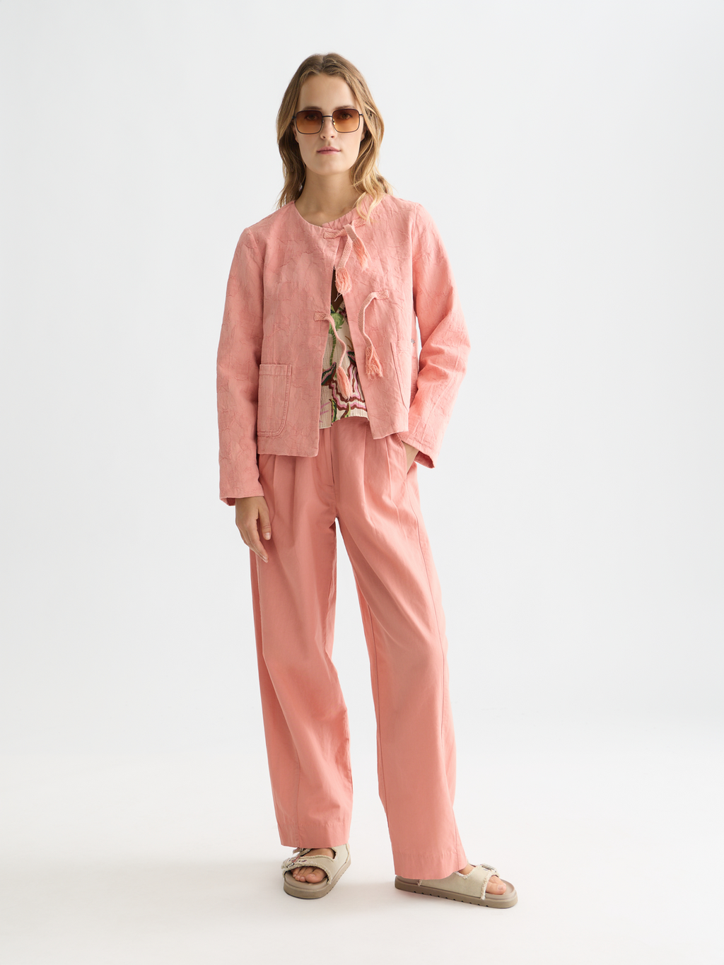 Quinn mid rise wide leg linen cotton pants