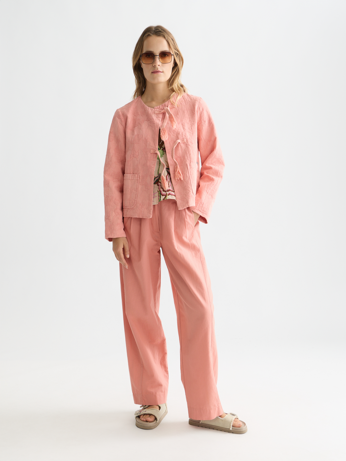 Quinn mid rise wide leg linen cotton pants