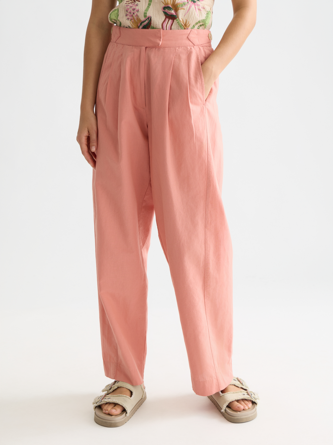 Quinn mid rise wide leg linen cotton pants
