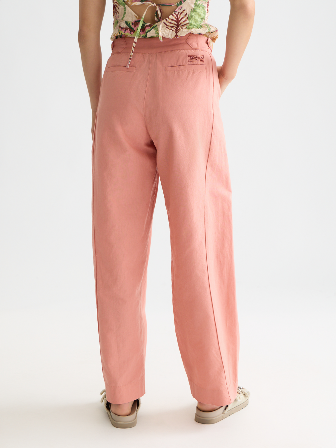 Quinn mid rise wide leg linen cotton pants