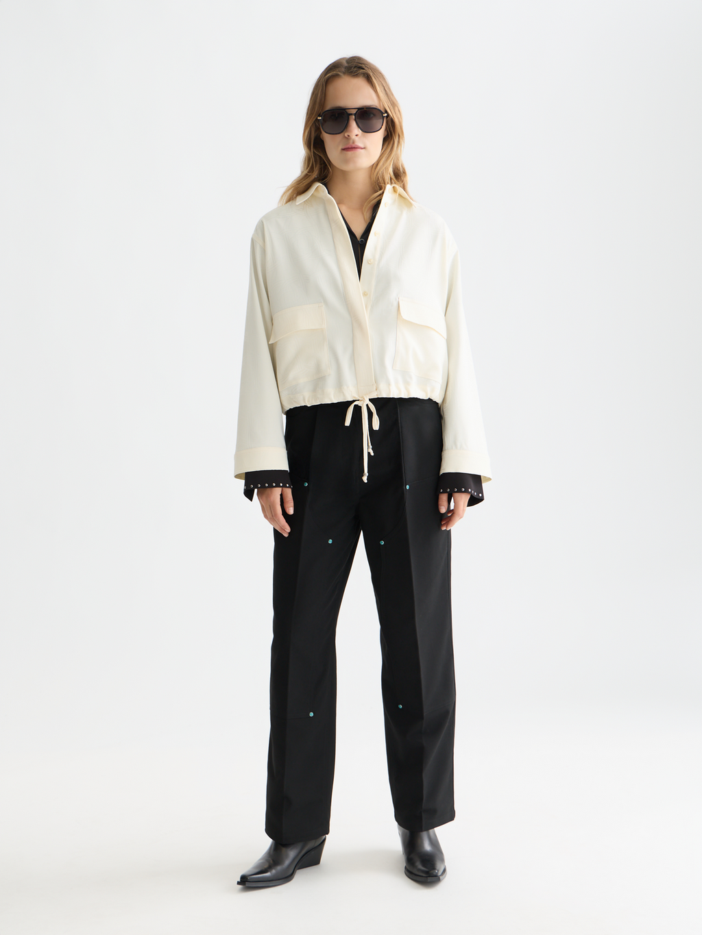 Raine Studded high rise wide leg pants