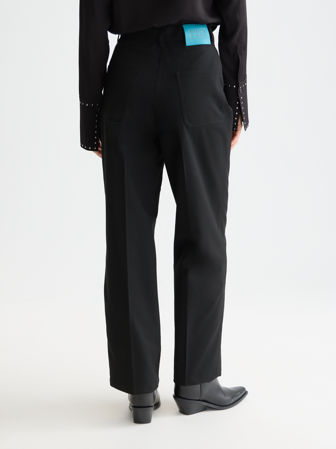 Raine Studded high rise wide leg pants