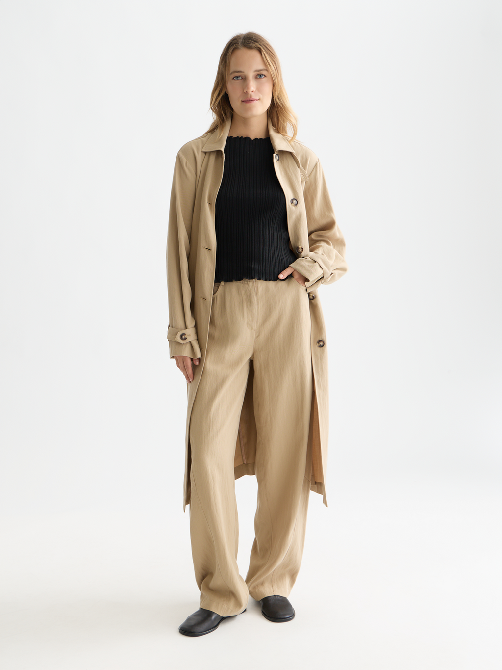 Lotus Twill high rise barrel leg pants