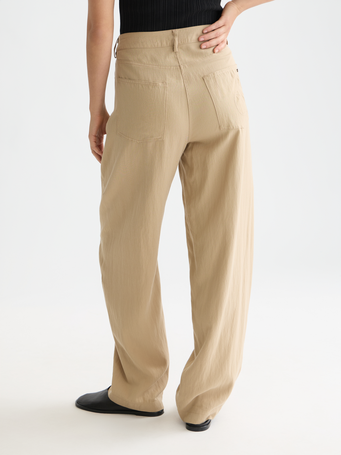 Lotus Twill high rise barrel leg pants
