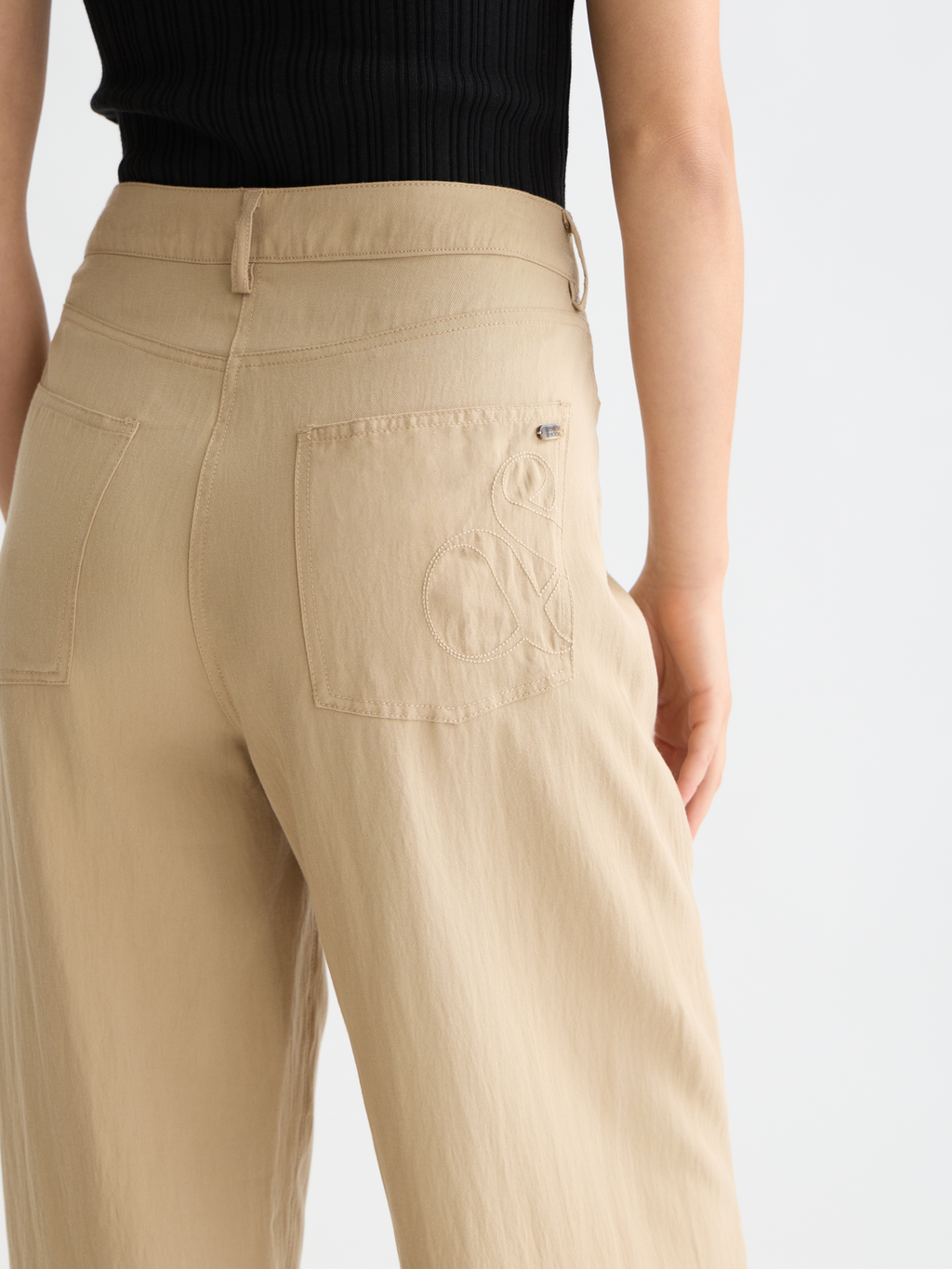 Lotus Twill high rise barrel leg pants