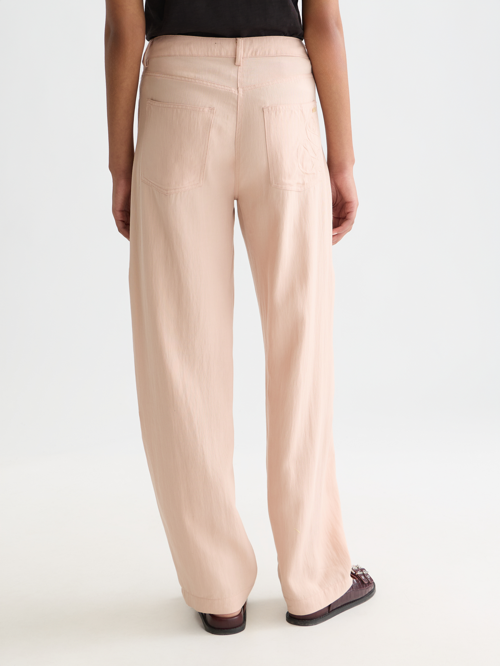 Lotus Twill high rise barrel leg pants