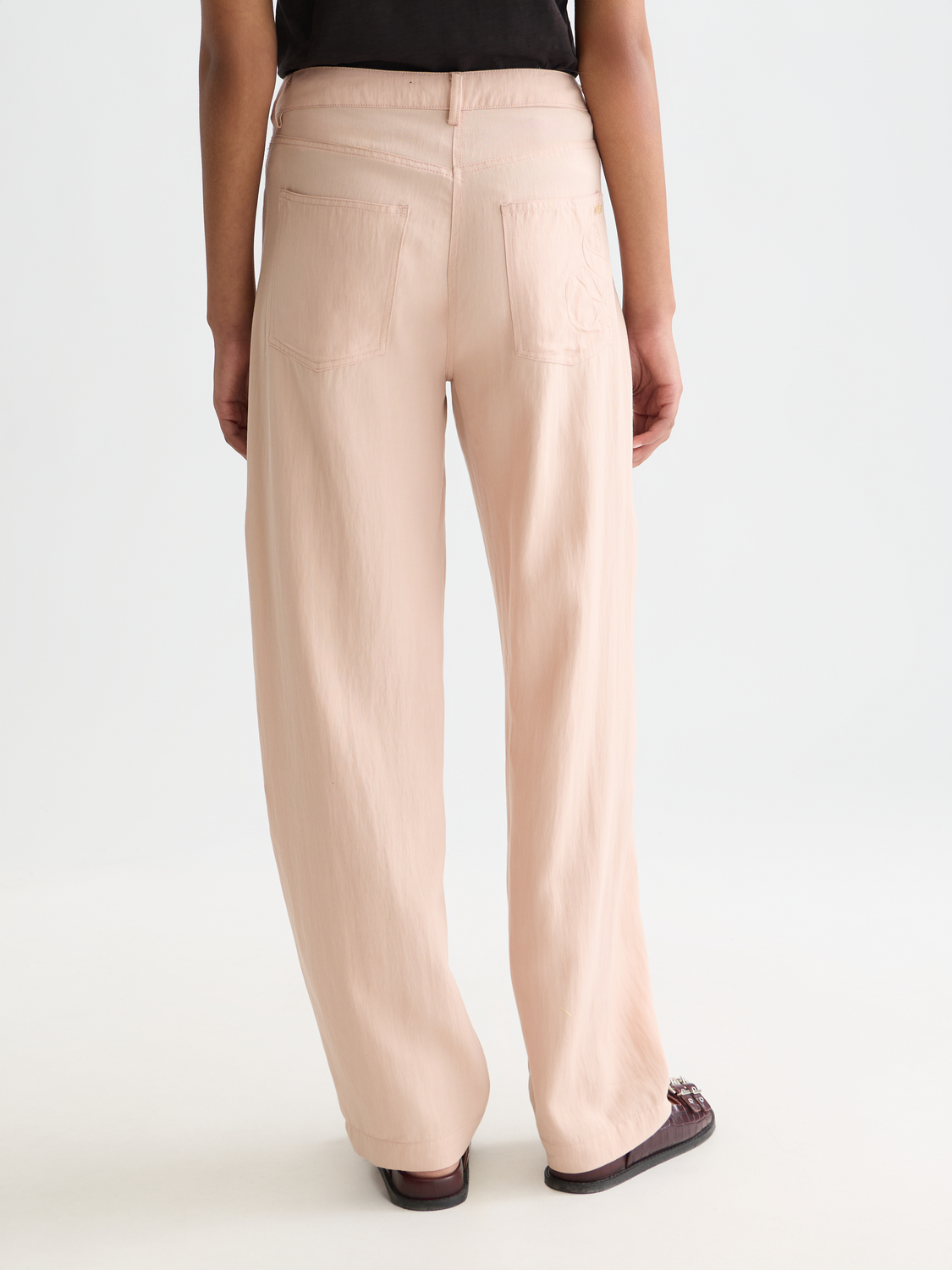 Lotus Twill high rise barrel leg pants