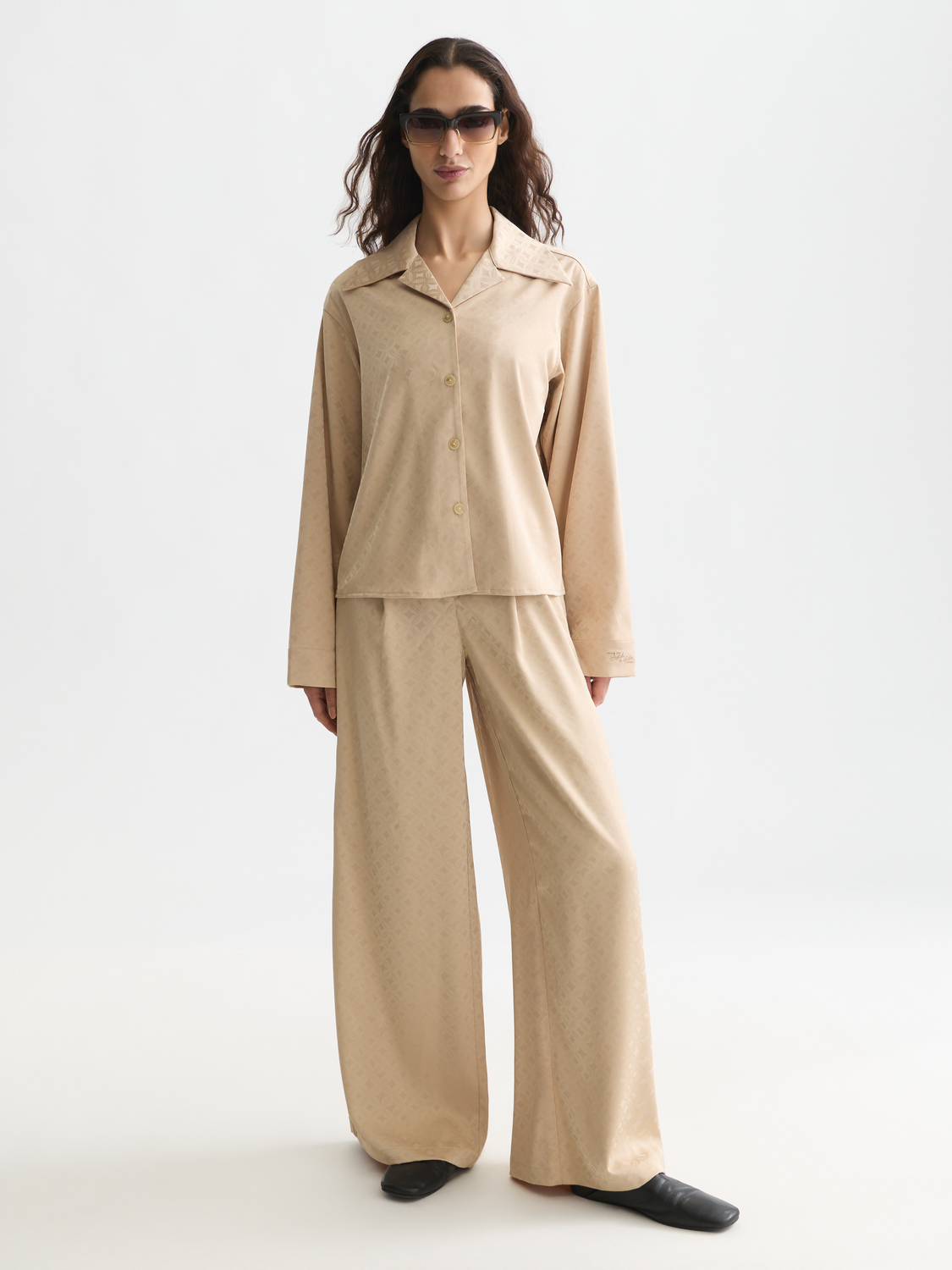 Eleni high-rise wide-leg jacquard pants
