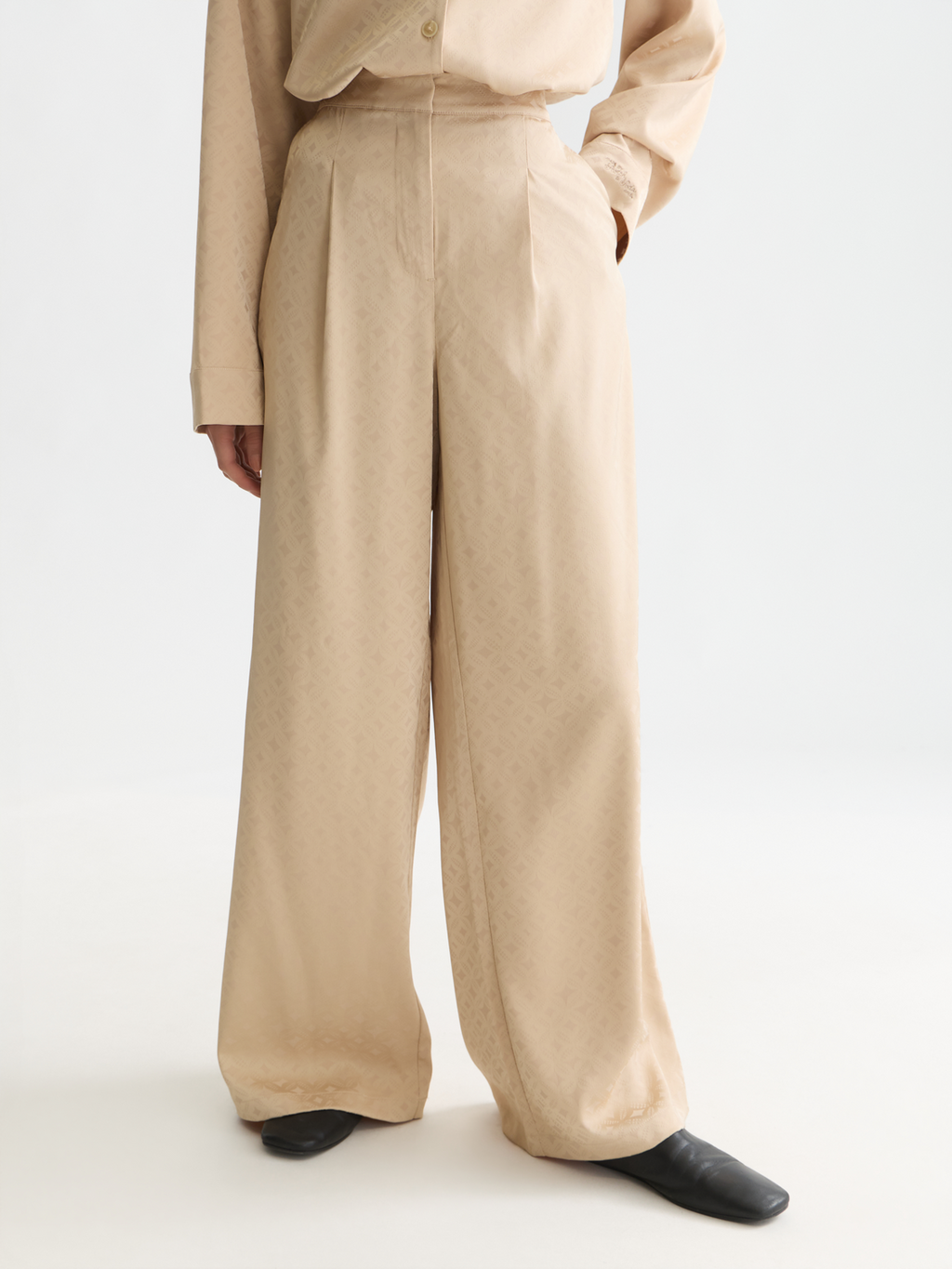 Eleni high-rise wide-leg jacquard pants