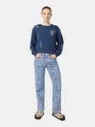 Sky High Rise Straight Jeans — Abstract Floral (University Gold) - Scotch & Soda